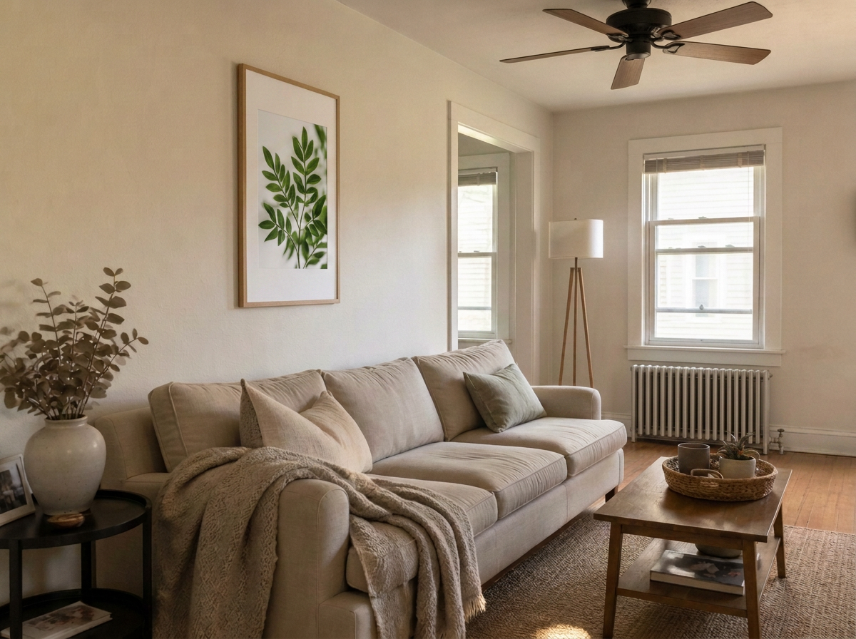 Sunlit, freshly cleaned living room in a Middle Tennessee home
