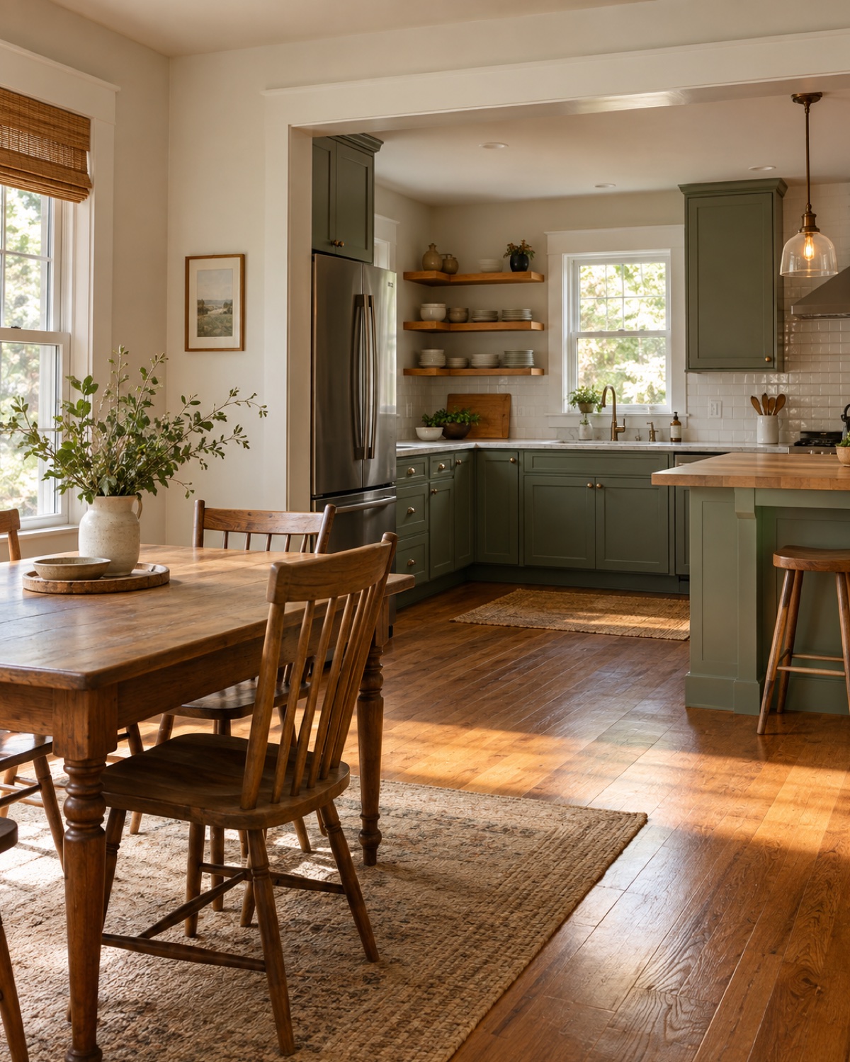 Clean cozy Columbia bungalow interior with wood flooring