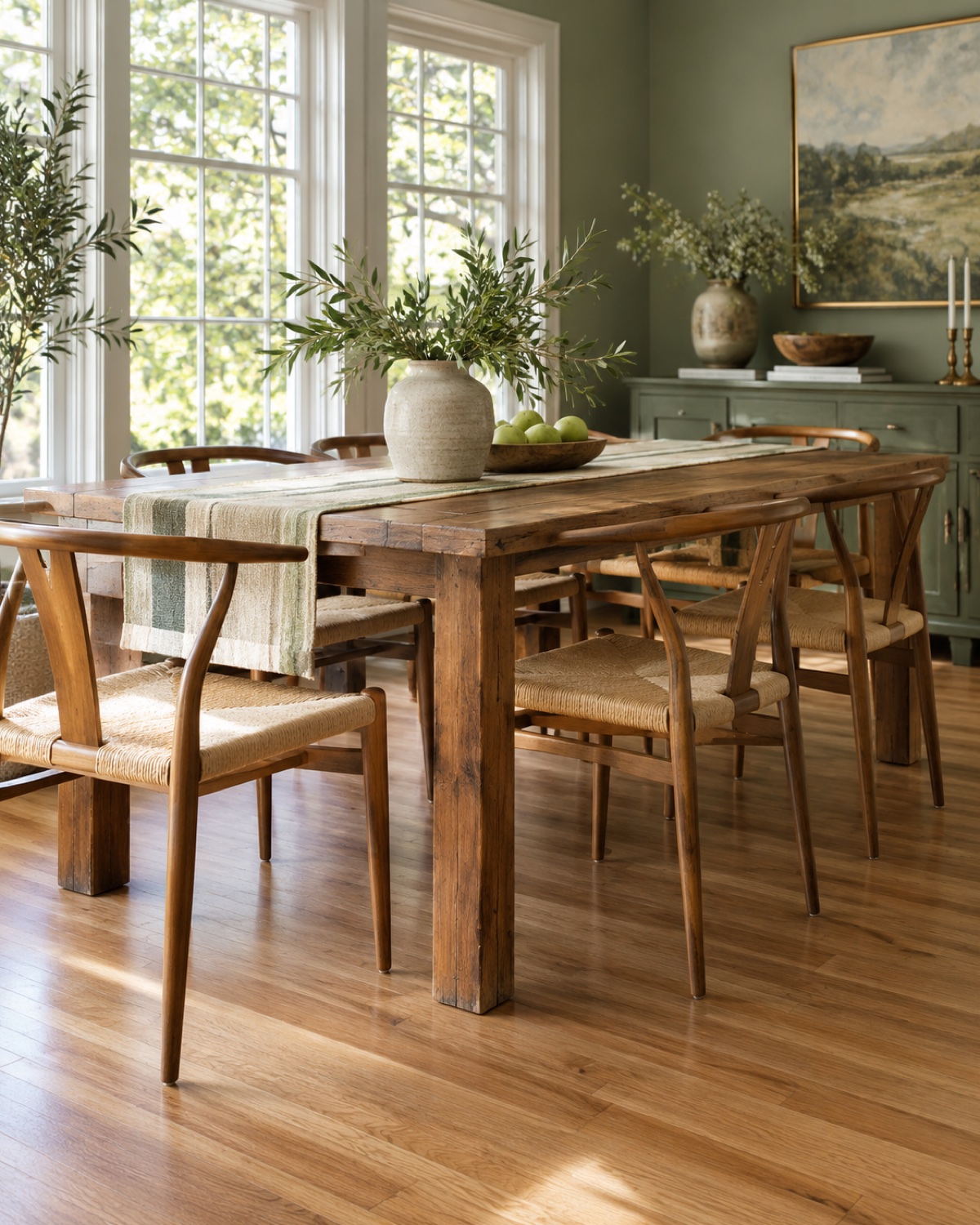Well-kept dining table and clean floor in a family home